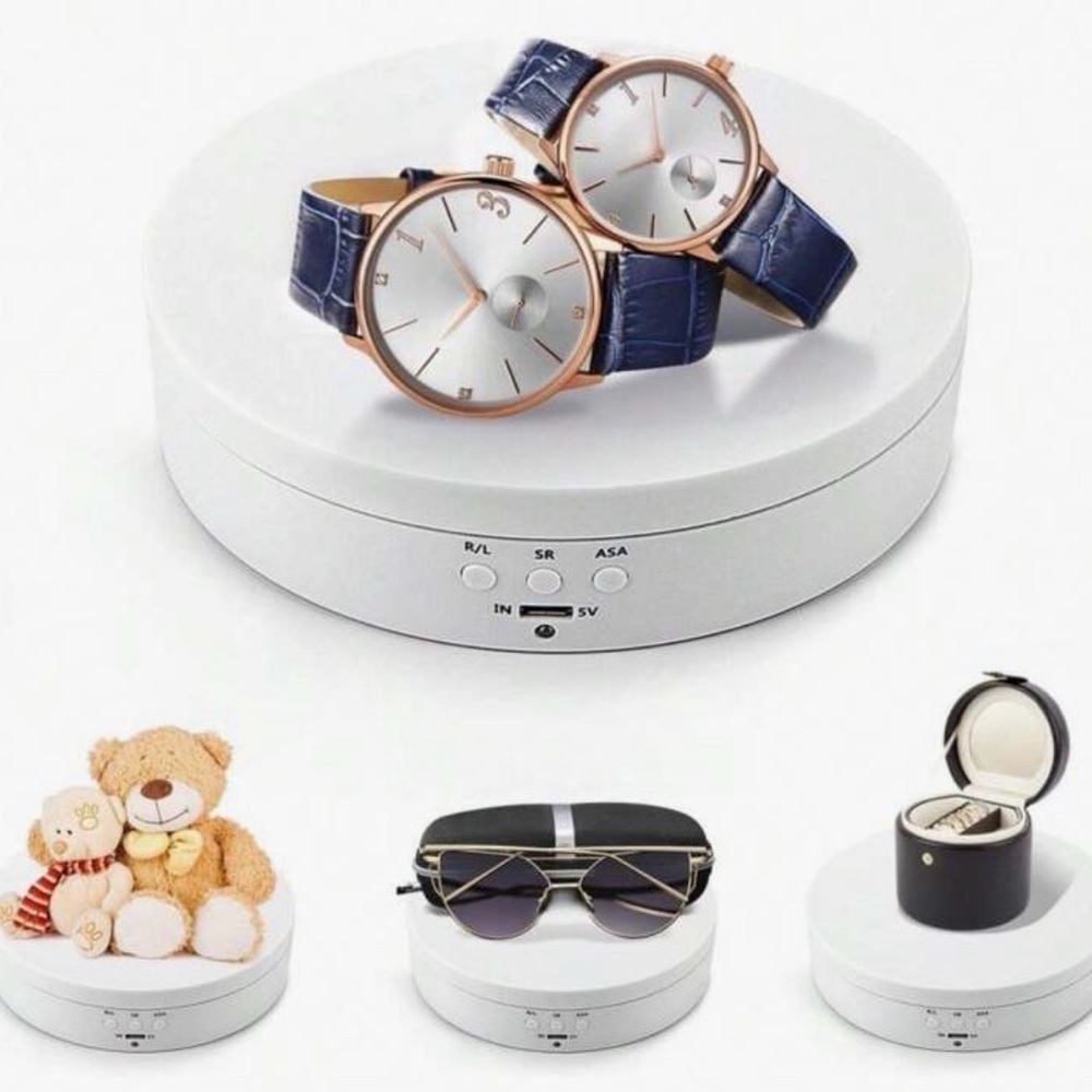 White Rotating Display Stand with USB Port